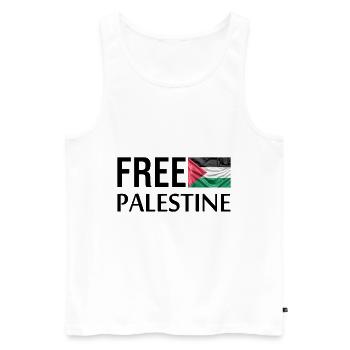 Free Palestine Free Palestine Free Palestine - Débardeur bio Premium Homme - blanc - Devant - Michal (187cm)