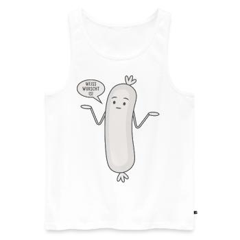 Weiss wurscht is - Spruch Wurst Lustige Weißwurst - Männer Premium Bio Tank Top - Weiß - Vorne - AI Model Male 178 light (178cm)