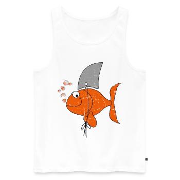 Drôle de poisson - Débardeur bio Premium Homme - blanc - Devant - Michal (187cm)