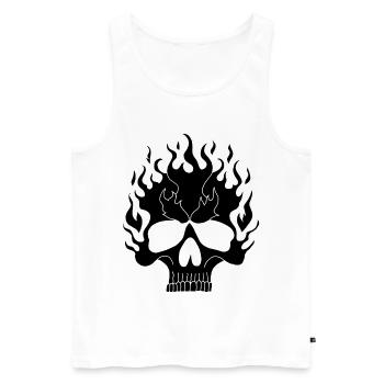 Black Flaming Skull - Men's Premium Organic Tank Top - white - Front - AI Model Male 178 light (178cm)
