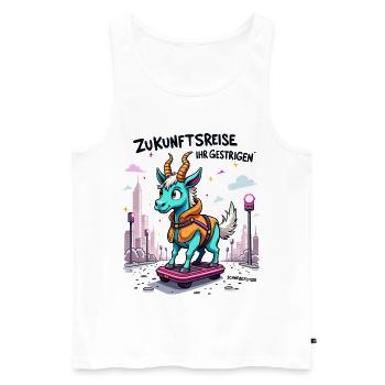 Ziegen-Rollbrett-Flitzer - Männer Premium Bio Tank Top - Weiß - Vorne - AI Model Male 178 light (178cm)