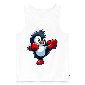 Cooler Pinguin Boxer Kickboxer Cartoon Kampfsport - Männer Premium Bio Tank Top - Weiß - Vorne - Michal (187cm)