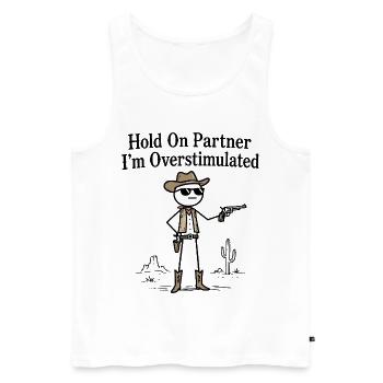 Cowboy Stickman Humor Sensory Overload - Men's Premium Organic Tank Top - white - Front - Michal (187cm)