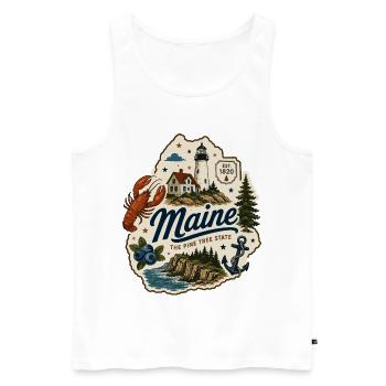 Maine Pine Tree State Vintage Küstenaufkleber - Männer Premium Bio Tank Top - Weiß - Vorne - Michal (187cm)