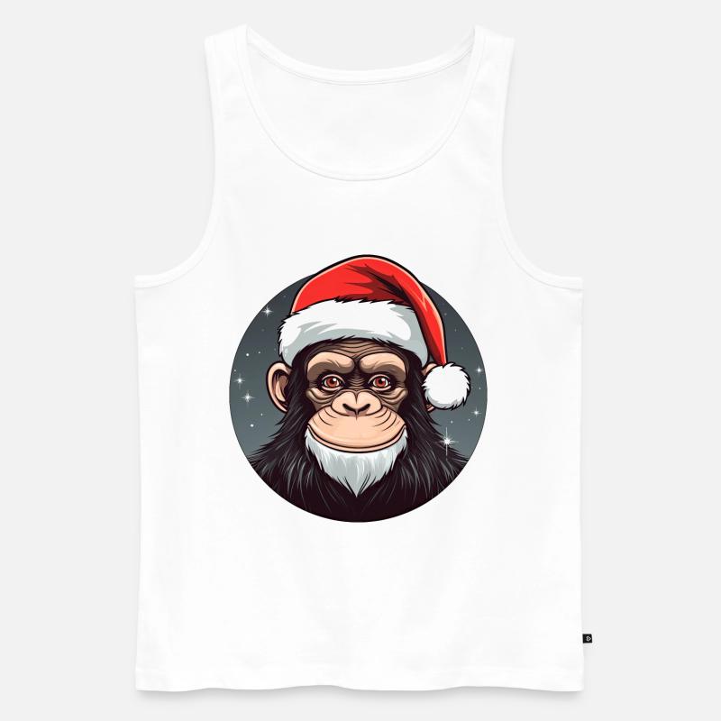 Schimpansen Weihnachten - Männer Premium Bio Tank Top - Weiß