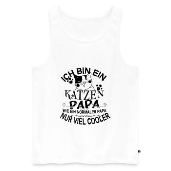 Katze – Shirt Katzenpapa Lieblingstier Geschenk - Männer Premium Bio Tank Top - Weiß - Vorne - Michal (187cm)