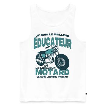 Le meilleur motard et le meilleur éducateur - Débardeur bio Premium Homme - blanc - Devant - Michal (187cm)