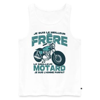Le meilleur motard et le meilleur frère - Débardeur bio Premium Homme - blanc - Devant - Michal (187cm)