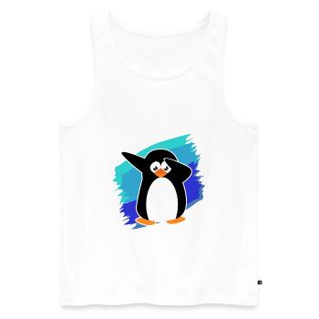 Dabbing pingu cute penguin shirt - Men's Premium Organic Tank Top - white - Front - Michal (187cm)