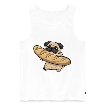 Süßer Mops essen Baguette Geschenk für Männer Frauen Kinder Mops - Männer Premium Bio Tank Top - Weiß - Vorne - Michal (187cm)