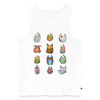 Eule Uhu Tier Waldtier Steinkauz Schleiereulen Fun - Männer Premium Bio Tank Top - Weiß - Vorne - AI Model Male 178 light (178cm)