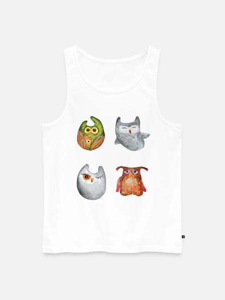 Ugle Ørn Ugle Dyr Skov Dyr Lille Ugle Barn Ugle Sjov - Herre Premium økologisk tanktop - hvid