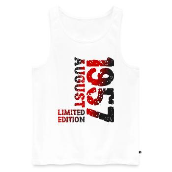 1957 August Limited Edition 66. Geburtstag Outfit - Männer Premium Bio Tank Top - Weiß - Vorne - AI Model Male 178 light (178cm)