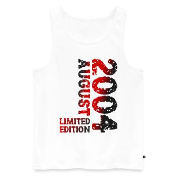 2004 August Limited Edition 19. Geburtstag Outfit - Männer Premium Bio Tank Top - Weiß - Vorne - Michal (187cm)