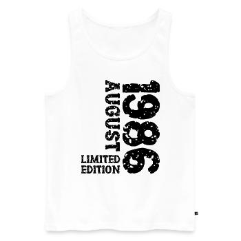 1986 August Limited Edition 37. Geburtstag Outfit - Männer Premium Bio Tank Top - Weiß - Vorne - Michal (187cm)