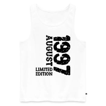 1997 August Limited Edition 26. Geburtstag Outfit - Männer Premium Bio Tank Top - Weiß - Vorne - Michal (187cm)
