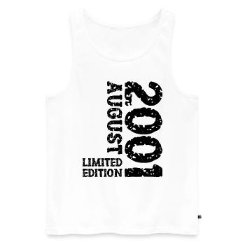 2001 August Limited Edition 22. Geburtstag Outfit - Männer Premium Bio Tank Top - Weiß - Vorne - Michal (187cm)