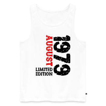 1979 August Limited Edition 44. Geburtstag Outfit - Männer Premium Bio Tank Top - Weiß - Vorne - Michal (187cm)