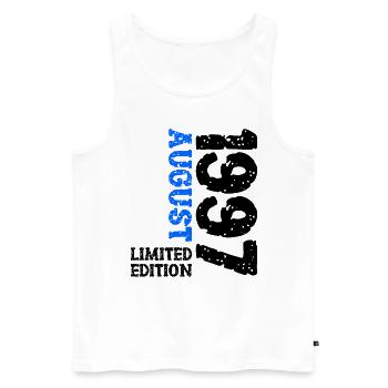 1997 August Limited Edition 26. Geburtstag Outfit - Männer Premium Bio Tank Top - Weiß - Vorne - Michal (187cm)