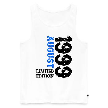 1999 August Limited Edition 24. Geburtstag Outfit - Männer Premium Bio Tank Top - Weiß - Vorne - Michal (187cm)