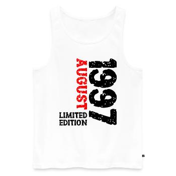 1997 August Limited Edition 26. Geburtstag Outfit - Männer Premium Bio Tank Top - Weiß - Vorne - Michal (187cm)