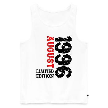 1996 August Limited Edition 27. Geburtstag Outfit - Männer Premium Bio Tank Top - Weiß - Vorne - Michal (187cm)