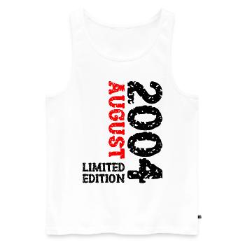 2004 August Limited Edition 19. Geburtstag Outfit - Männer Premium Bio Tank Top - Weiß - Vorne - Michal (187cm)