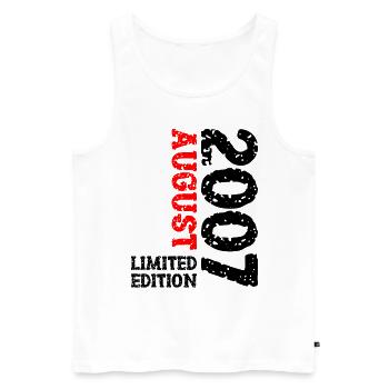 2007 August Limited Edition 16. Geburtstag Outfit - Männer Premium Bio Tank Top - Weiß - Vorne - Michal (187cm)