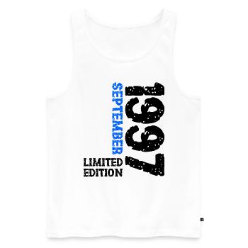 1997 September Limited Edition 26. Geburtstag Deko - Männer Premium Bio Tank Top - Weiß - Vorne - Michal (187cm)