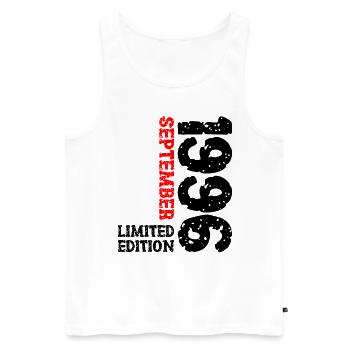 1996 September Limited Edition 27. Geburtstag Deko - Männer Premium Bio Tank Top - Weiß - Vorne - Michal (187cm)