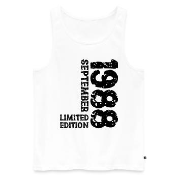 1988 September Limited Edition 35. Geburtstag Deko - Männer Premium Bio Tank Top - Weiß - Vorne - AI Model Male 178 light (178cm)