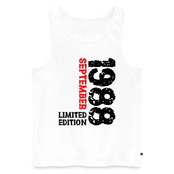 1988 September Limited Edition 35. Geburtstag Deko - Männer Premium Bio Tank Top - Weiß - Vorne - AI Model Male 178 light (178cm)