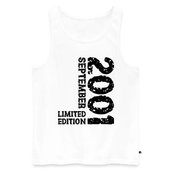 2001 Septembre Edition Limitée 22ème Anniversaire Décoration - Débardeur bio Premium Homme - blanc - Devant - Michal (187cm)