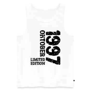 1997 Oktober Limited Edition 26. Geburtstag Deko - Männer Premium Bio Tank Top - Weiß - Vorne - Michal (187cm)
