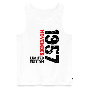 1957 November Limited Edition 66. Geburtstag Deko - Männer Premium Bio Tank Top - Weiß - Vorne - AI Model Male 178 light (178cm)