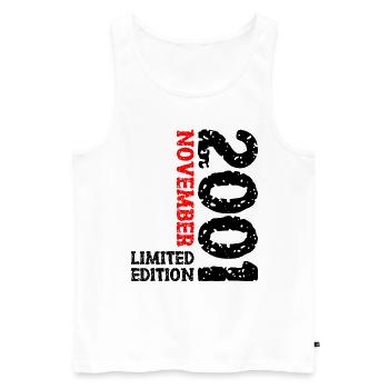 2001 November Limited Edition 22. Geburtstag Deko - Männer Premium Bio Tank Top - Weiß - Vorne - AI Model Male 178 light (178cm)
