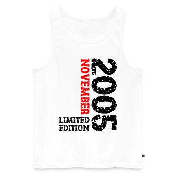 2005 November Limited Edition 18. Geburtstag Deko - Männer Premium Bio Tank Top - Weiß - Vorne - AI Model Male 178 light (178cm)
