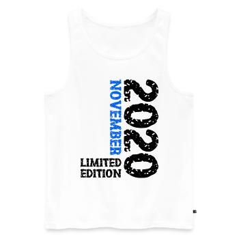 2020 Novembre Édition Limitée 3ème Anniversaire Décoration - Débardeur bio Premium Homme - blanc - Devant - Michal (187cm)