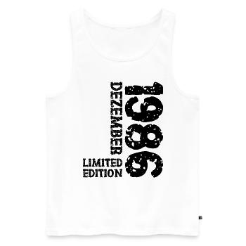 1986 December Limited Edition 37th Birthday Decoration - Men's Premium Organic Tank Top - white - Front - AI Model Male 178 light (178cm)
