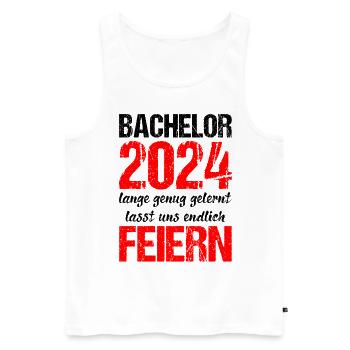 Bachelor 2024 Lange Genug Gelernt Lasst Uns Feiern - Männer Premium Bio Tank Top - Weiß - Vorne - Michal (187cm)