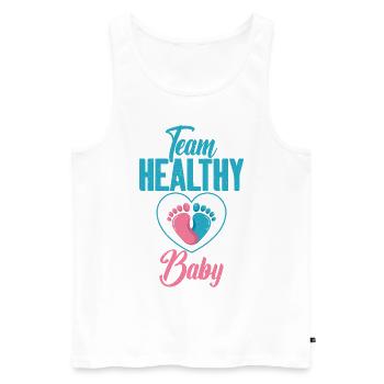 Team Healthy Baby Gender Reveal - Männer Premium Bio Tank Top - Weiß - Vorne - AI Model Male 178 light (178cm)