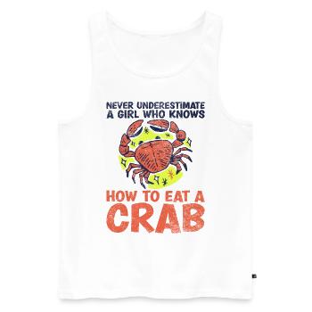 Unterschätze Niemals Ein Mädchen, Das Weiß, Wie - Männer Premium Bio Tank Top - Weiß - Vorne - Michal (187cm)
