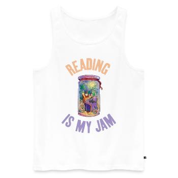 Reading is my jam cool art for - Men's Premium Organic Tank Top - white - Front - AI Model Male 178 light (178cm)