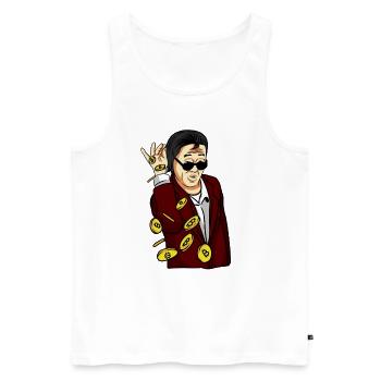 Satoshi Coin Drop –Bitcoin Crypto - Männer Premium Bio Tank Top - Weiß - Vorne - AI Model Male 178 light (178cm)