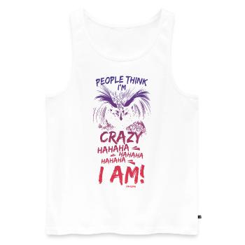 People Think I'm Crazy Hahahaha Penguin - Men's Premium Organic Tank Top - white - Front - Michal (187cm)