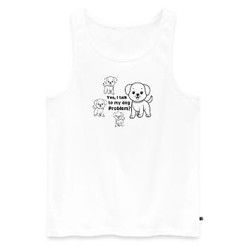 Ja, ich spreche mit meinem Hund - Männer Premium Bio Tank Top - Weiß - Vorne - AI Model Male 178 light (178cm)