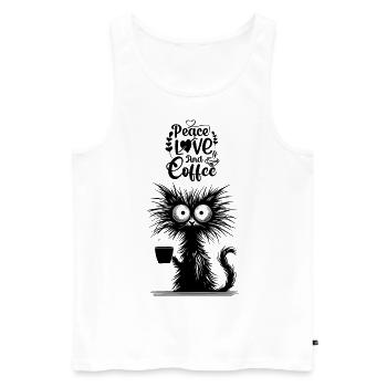 Chat Café Buveur de café Chat Maman Collègue de bureau - Débardeur bio Premium Homme - blanc - Devant - Michal (187cm)