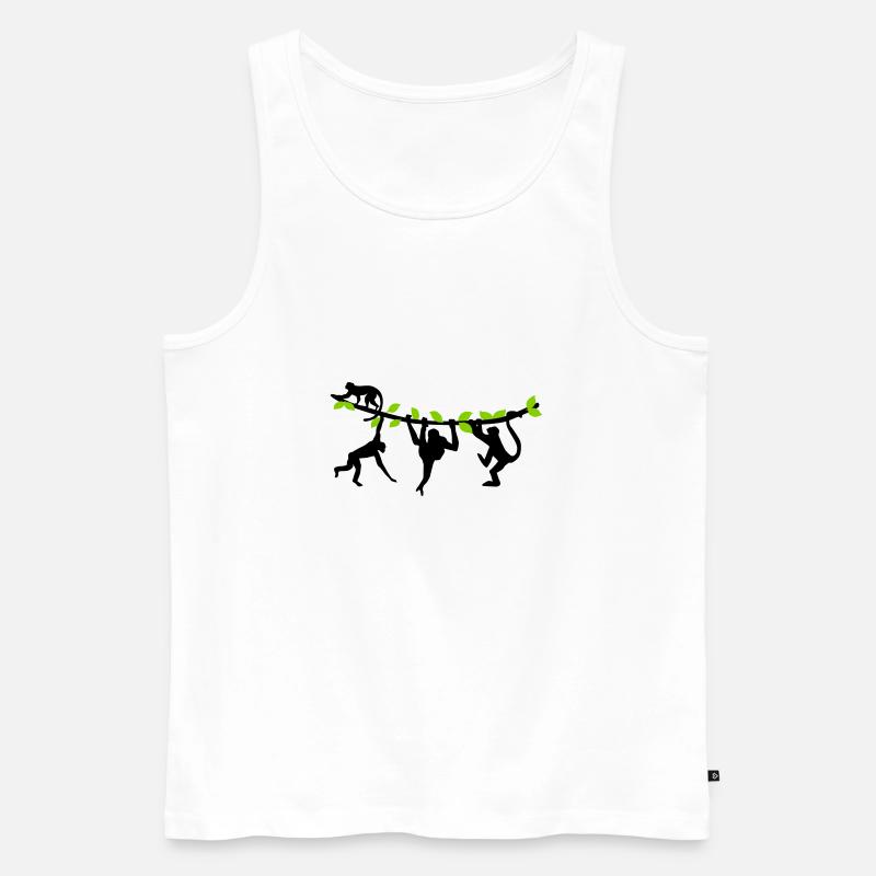 Affen beim Klettern - 2farbig - Männer Premium Bio Tank Top - Weiß