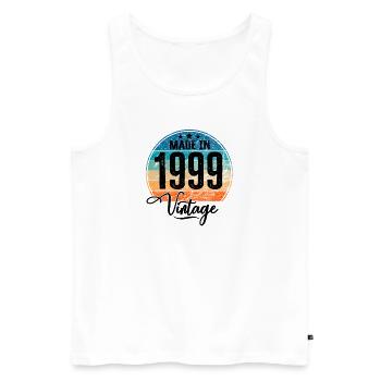 Vintage Fabriqué en 1999 Année de naissance 1999 Anniversaire - Débardeur bio Premium Homme - blanc - Devant - Michal (187cm)