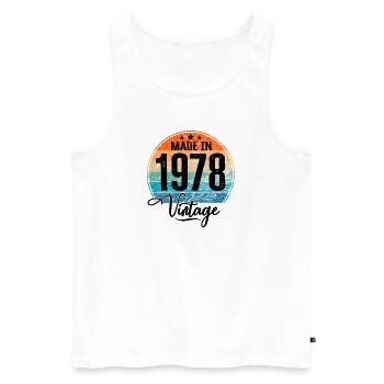 Millésime Fabriqué en 1978 Année de naissance 1978 Anniversaire - Débardeur bio Premium Homme - blanc - Devant - Michal (187cm)